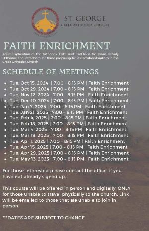 FAITH ENRICHMENT SCHEDULE